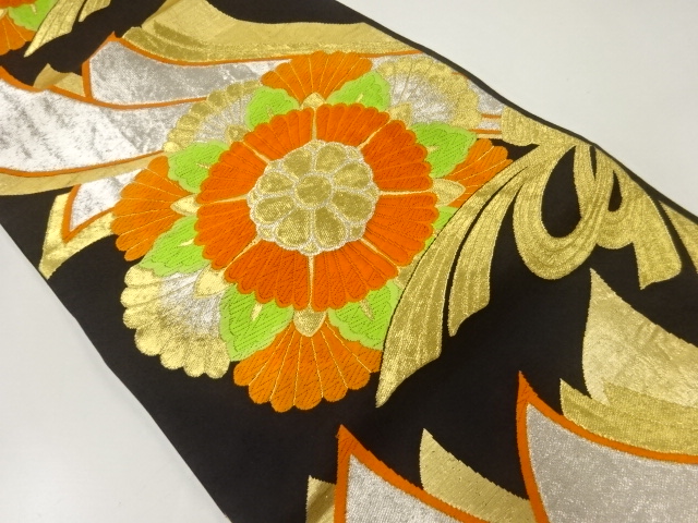 アンティーク　束ね熨斗に花模様織出し袋帯（着用可）